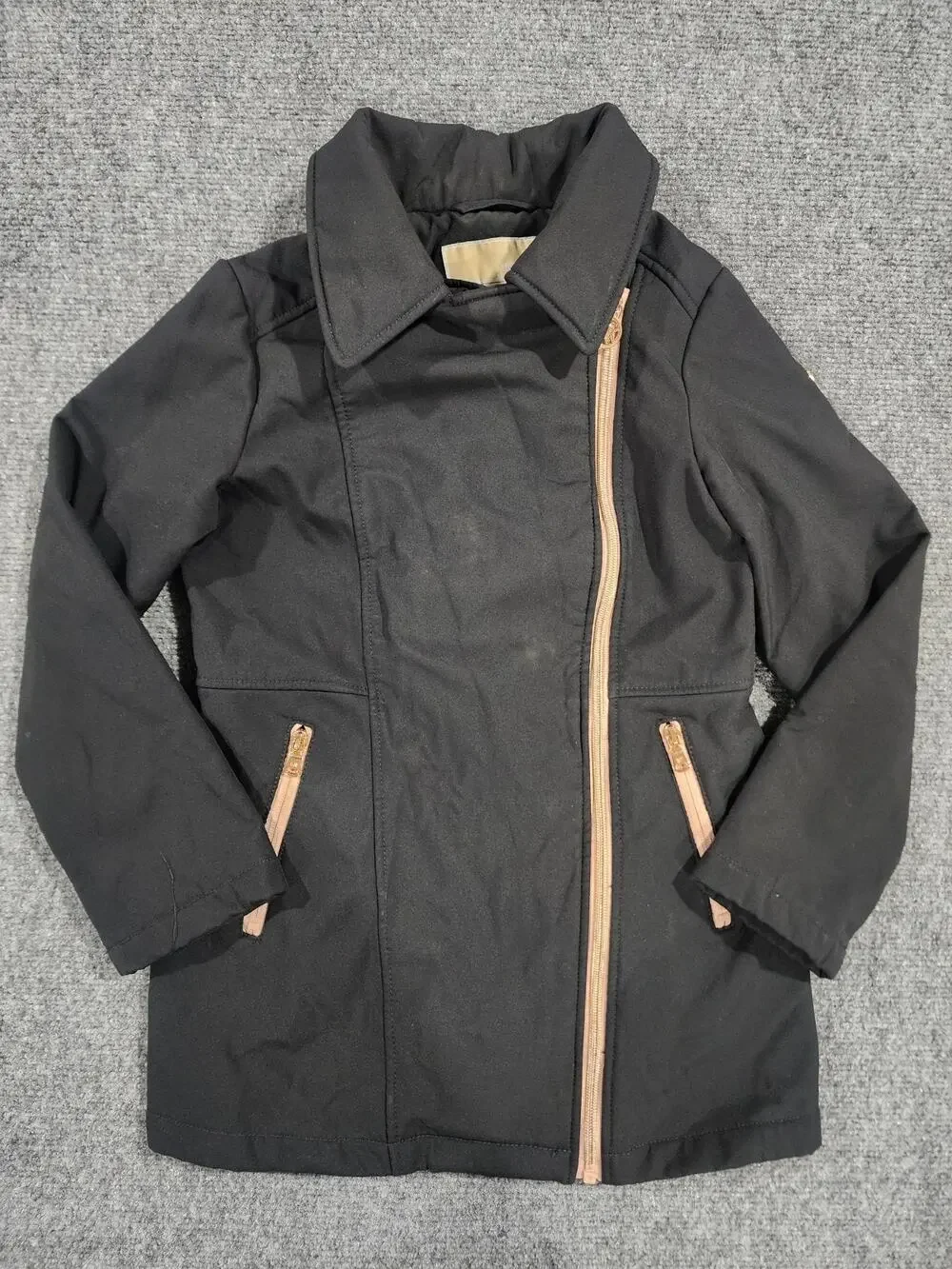 MICHAEL Michael Kors Girls Asymmetric Moto Jacket Black Size 7/8 Missing Hood